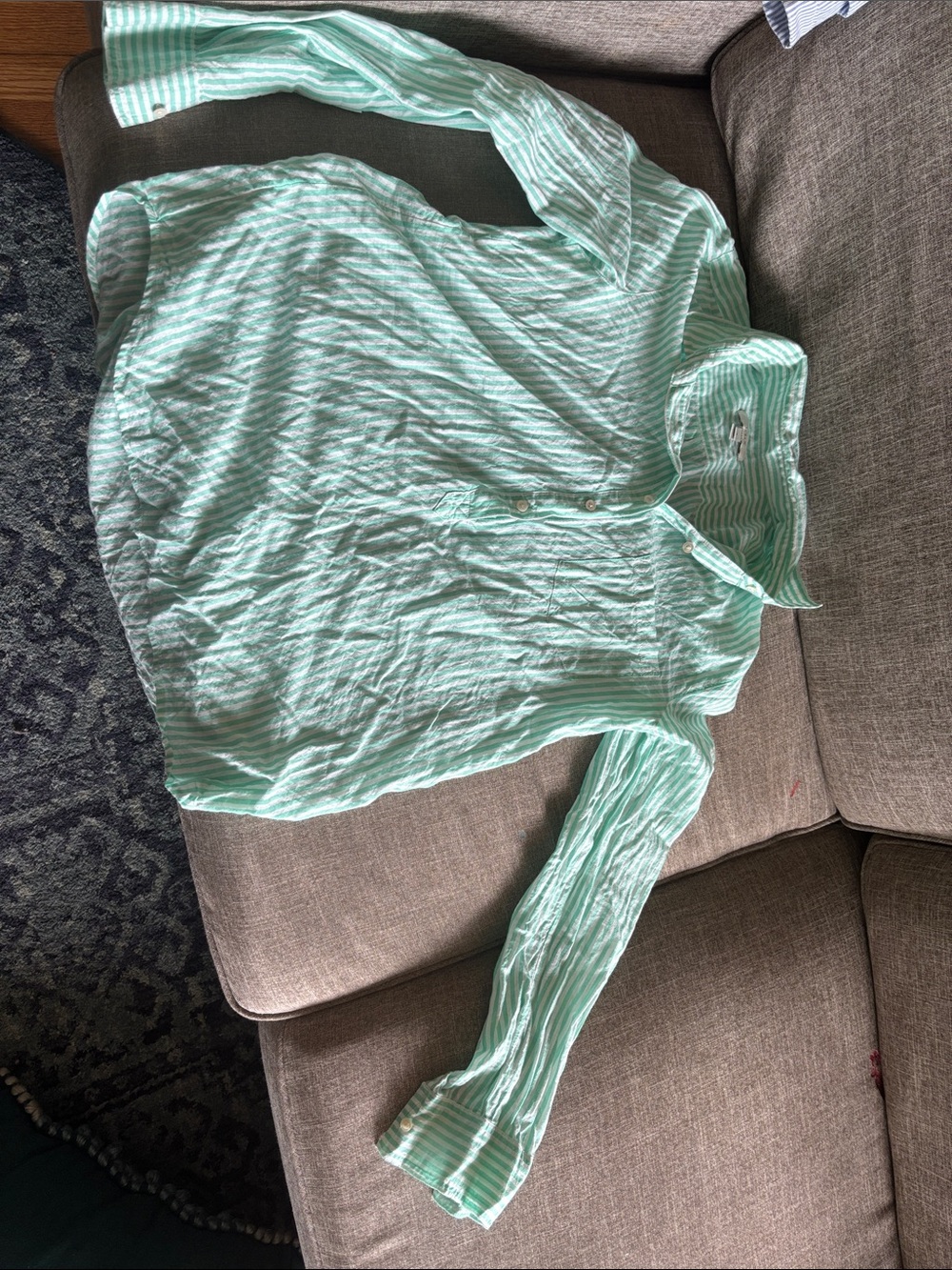 J. Crew Mint Green Striped Button-Down Shirt